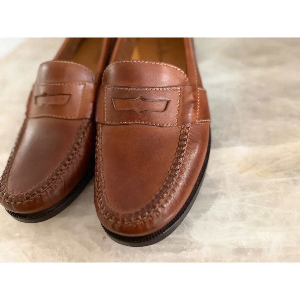 Cole Haan Penny Loafers Mens 10.5 M Brown Leather Moc Toe Slip On E07 01462 Good